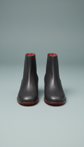 Minimalist leather ankle boots with block heel
